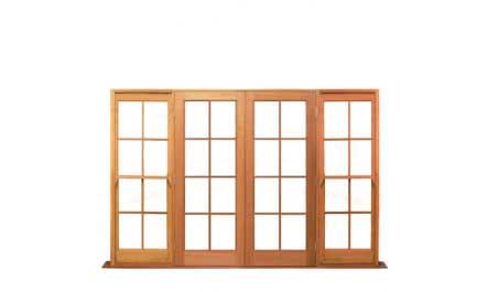 8 light: 2 doors + 2 doublehung on sides