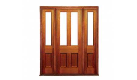 victorian glazed 4 panel: single door +  two sidelights