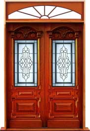 chateau leadlight: door in frame