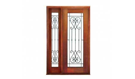 iron grille: single door + sidelight on left
