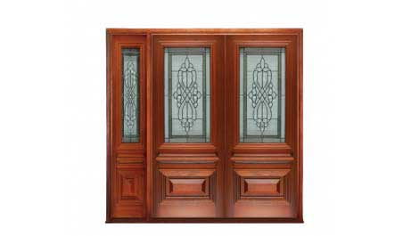 sovereign leadlight: double door + sidelight on left