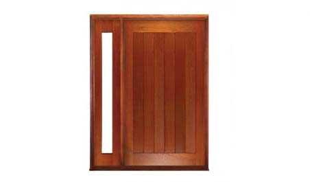 vertical plank pivot: single door + sidelight on left